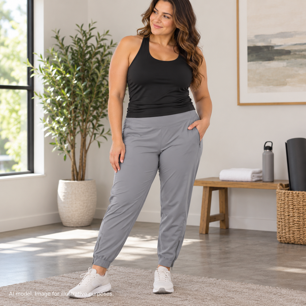 Athleta Pants Womens 12 Large Gray Lightweight Jogger Zip Leg and Pockets